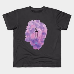 Crystal with a moon in watercolor background Kids T-Shirt